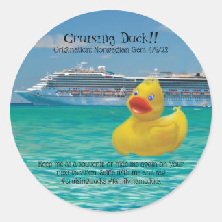 Conquackulations cruising duck and cruise ship classic round sticker