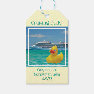 Conquackulations cruising duck with cruise ship  gift tags