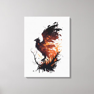 Conquer Adversity: Phoenix Rising from the Ashes Canvas Print