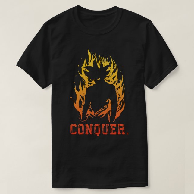 CONQUER - Anime Gym Motivational  T-Shirt (Design Front)