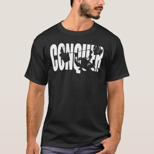 Conquer  Bench Press Motivational T-Shirt (Front)
