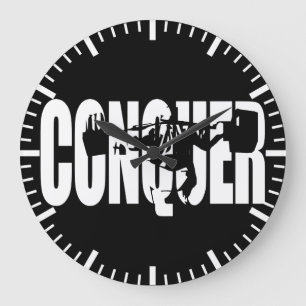 CONQUER (Body building Motivation) Large Clock
