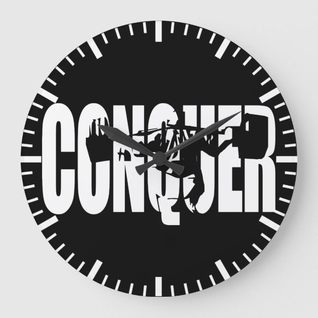 CONQUER (Body building Motivation) Large Clock (Front)