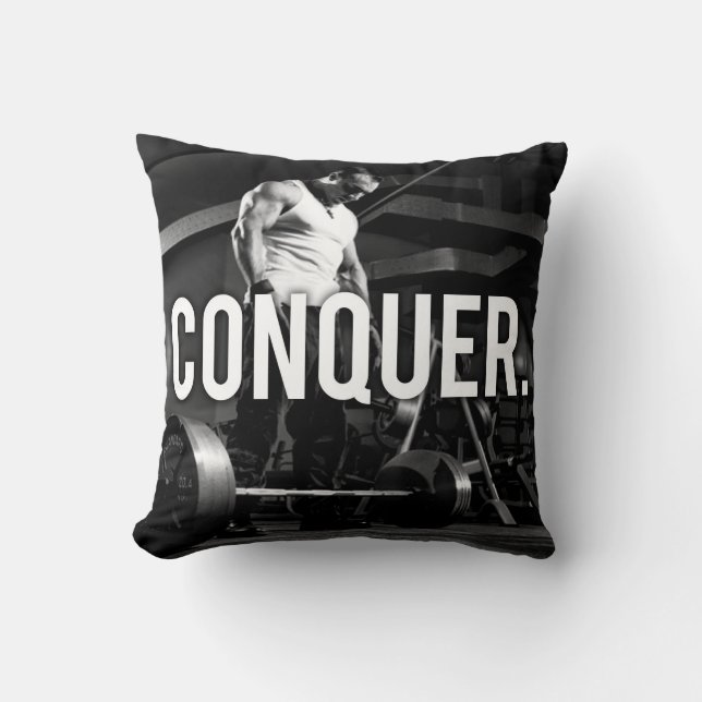 CONQUER - "Body building" Workout Motivational Cushion (Front)
