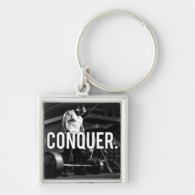 CONQUER - "Body building" Workout Motivational Key Ring (Front)