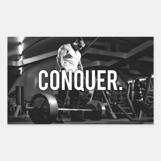 CONQUER - "Body building" Workout Motivational Rectangular Sticker (Front)