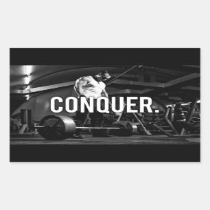 CONQUER - "Body building" Workout Motivational Rectangular Sticker