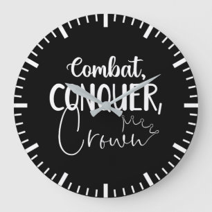 Conquer, Crown - Gym Hustle Success Motivational Large Clock
