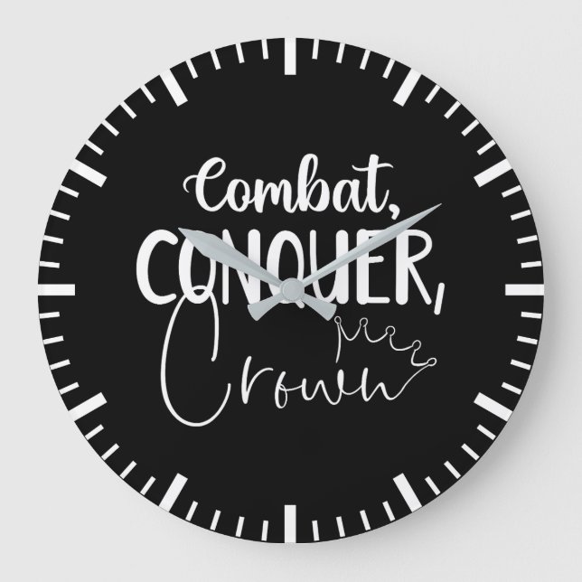 Conquer, Crown - Gym Hustle Success Motivational Large Clock (Front)
