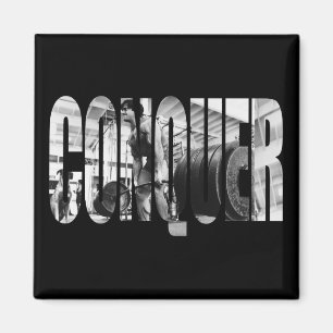 CONQUER, Deadlift, Workout Motivational Magnet
