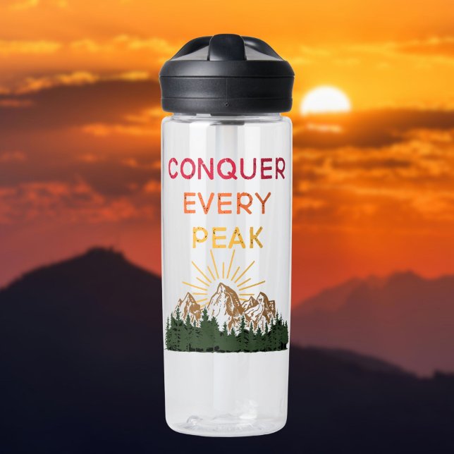 Conquer Every Peak Hiking Mantra Water Bottle (Creator Uploaded)