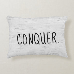 CONQUER Text On Birch Tree  Accent Pillow