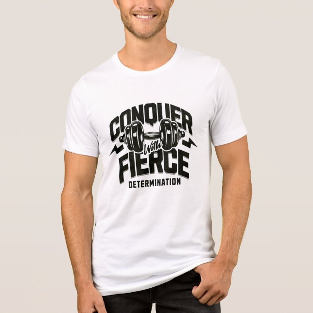 Conquer with Fierce - Motivational Fitness Design Tri-Blend Shirt (Front)