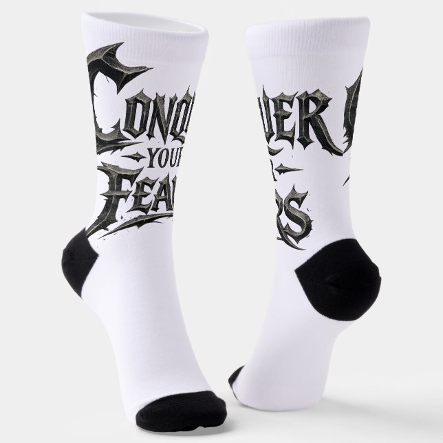 Conquer Your Fears Motivational Crew Socks (Angled)