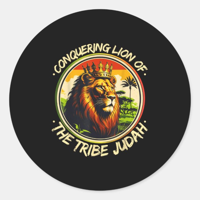 Conquering Lion Of The Tribe Judah Hebrew Israelit Classic Round Sticker (Front)