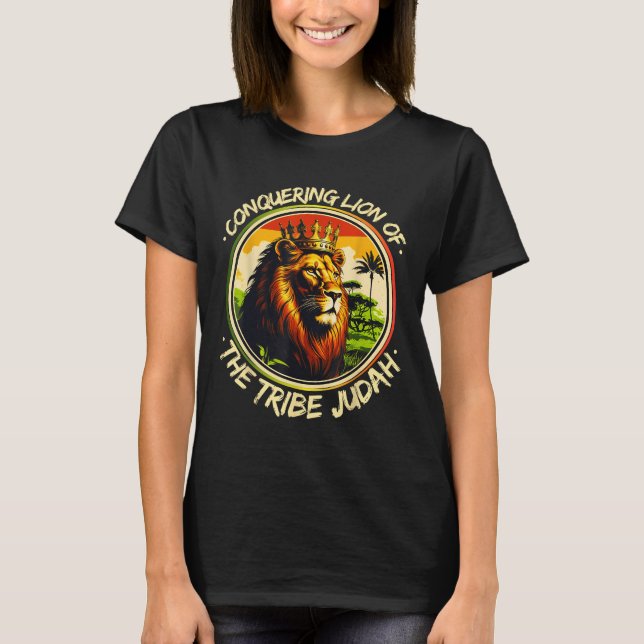 Conquering Lion Of The Tribe Judah Hebrew Israelit T-Shirt (Front)