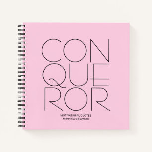 CONQUEROR Pink Personalised Motivational Notebook