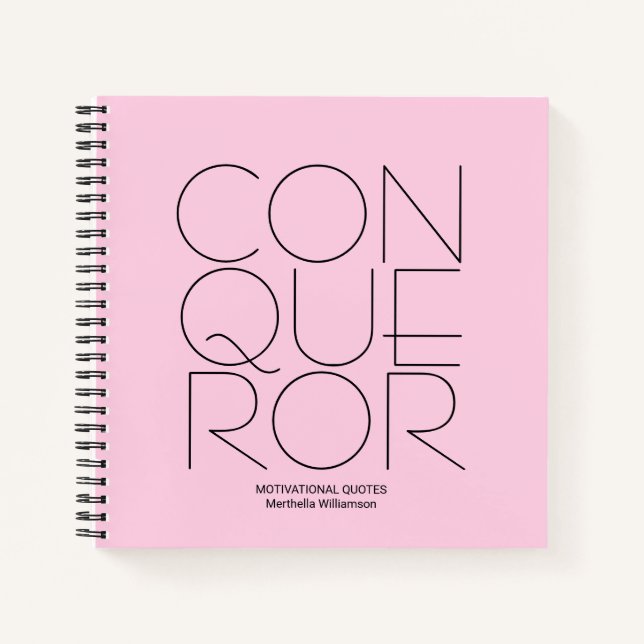 CONQUEROR Pink Personalised Motivational Notebook (Front)