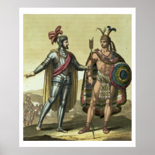 Conquistador with a Native American Chief (colour Poster