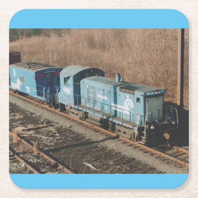  conrail  9412  what's a transfer caboose.  mouse  square paper coaster (Front)