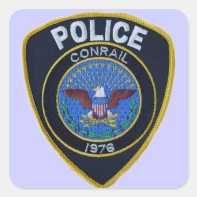 Conrail Railroad Police Patch Square Sticker (Front)