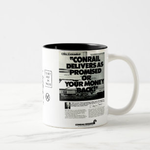 Conrail Trains Deliver As Promised 1984 Two-Tone Coffee Mug