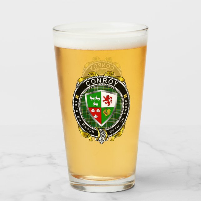 Conroy/O'Conry Irish Shield Beer Glass (Front Filled)