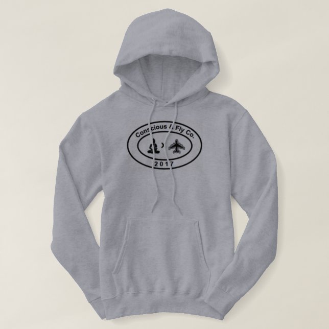 Conscious & Fly Brand Logo Grey Hoodie (Design Front)
