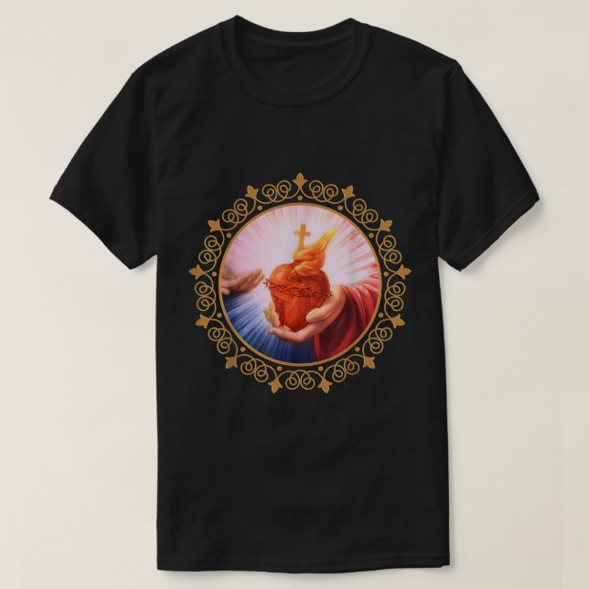 Consecration to the Sacred Heart of Jesus Picture  T-Shirt (Design Front)