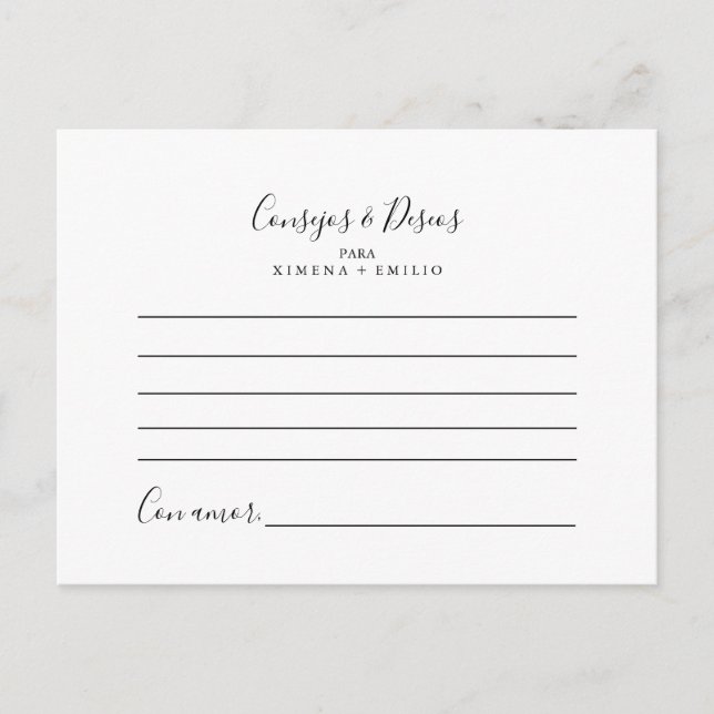 Consejos y Deseos Wedding Advice Card (Front)