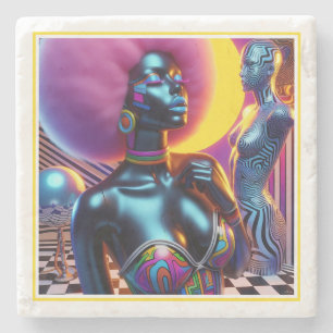 Consensual Sentry Ken Gauge Fantasy Vaporwave Stone Coaster