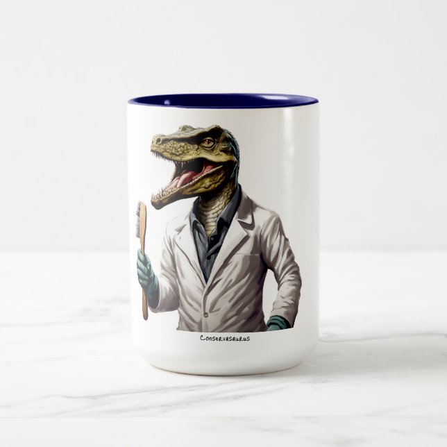 Conservasaurus Dinosaur  Two-Tone Coffee Mug (Center)