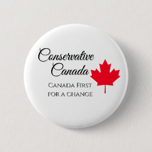 Conservative Canada. Canada first for a change.  6 Cm Round Badge