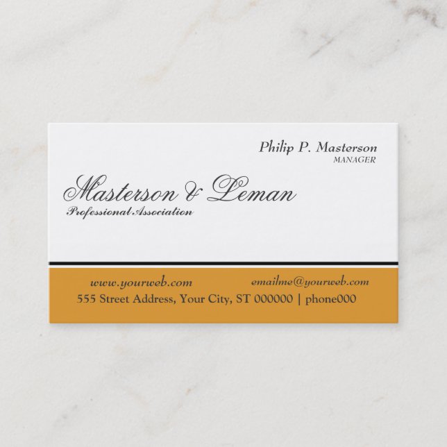 Conservative Clean Classic Ornate Script Monogram Business Card (Front)
