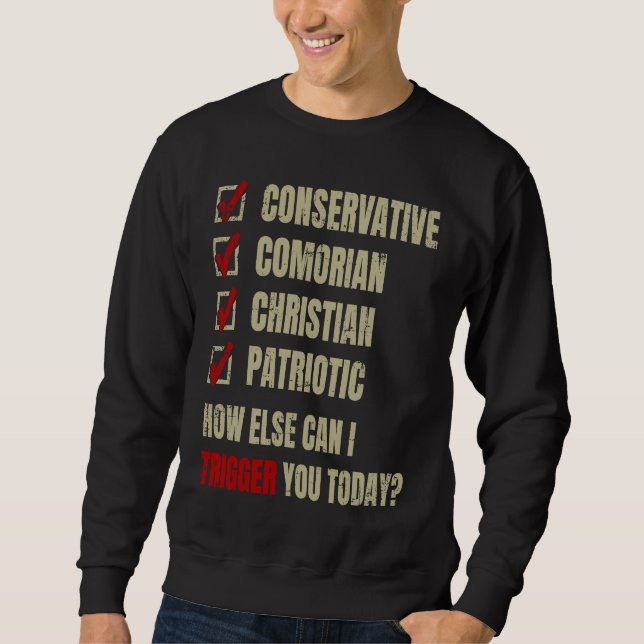 Conservative Comorian Christian Patriotic Sweatshirt (Front)