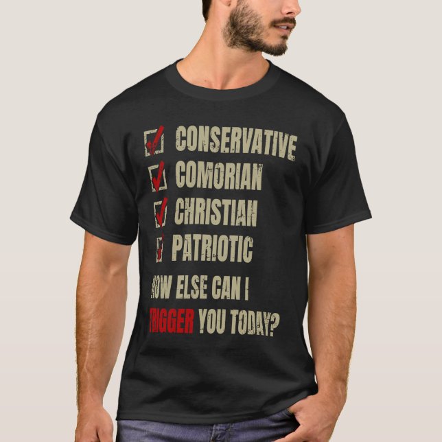 Conservative Comorian Christian Patriotic T-Shirt (Front)