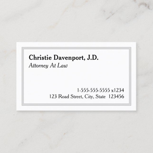 Conservative, Dapper Attorney Business Card (Front)