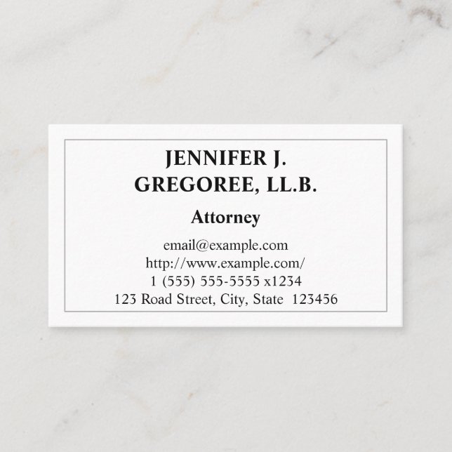 Conservative & Restrained Attorney Business Card (Front)
