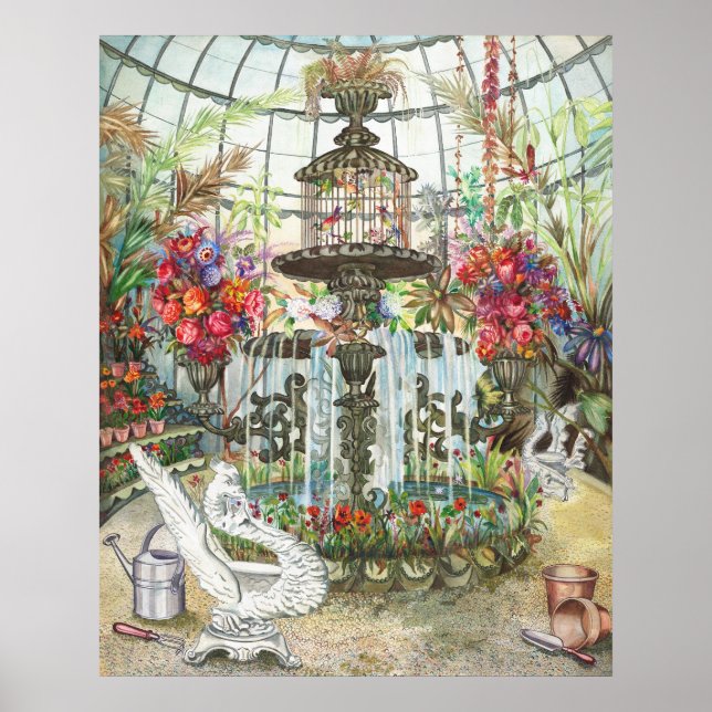 Conservatory Fountain (1938) vintage illustration  Poster (Front)