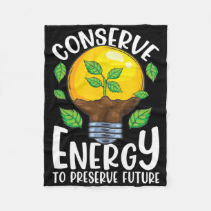 Conserve Energy Lightbulb Tree Green Environment Fleece Blanket