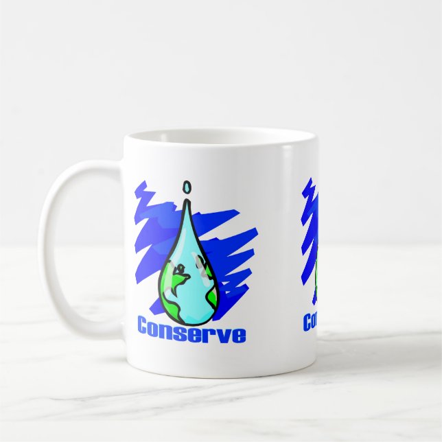 Conserve Water Earth Water Drop Coffee Mug (Left)