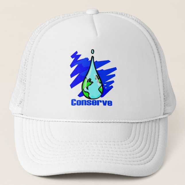 Conserve Water Earth water drop Trucker Hat (Front)