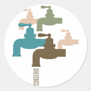 Conserve Water Faucet Classic Round Sticker