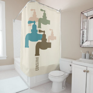 Conserve Water Faucet Shower Curtain