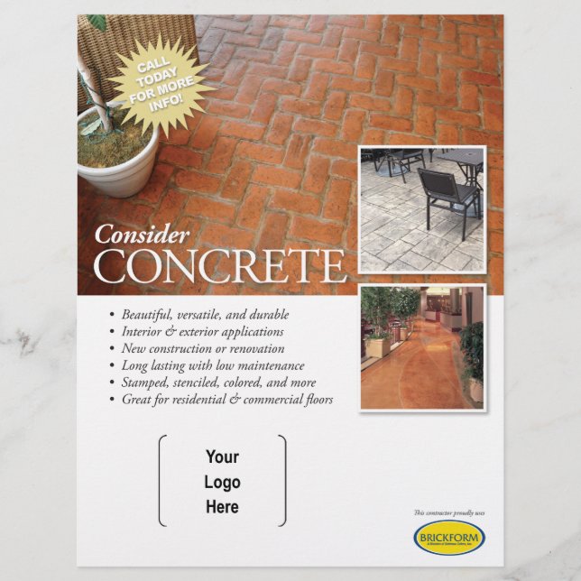 Consider Concrete Flyer for Brickform Contractors (Front)