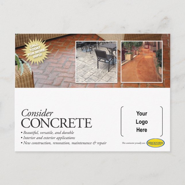 Consider Concrete Mailer for Brickform Contractors Postcard (Front)