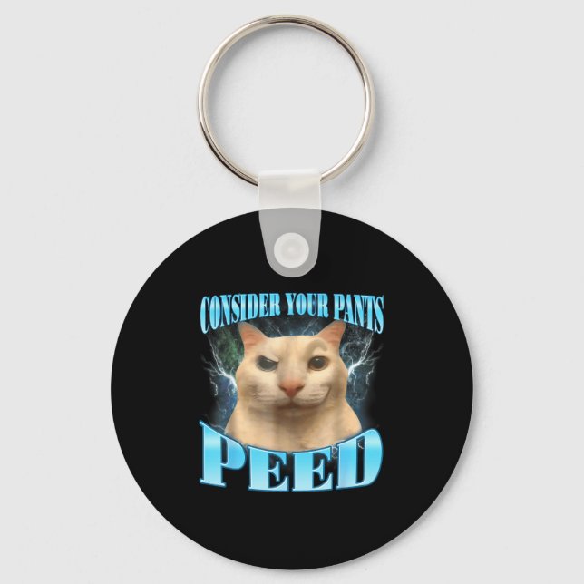 Consider Your Pants Peed Funny Freak Cat Meme Humo Key Ring (Front)
