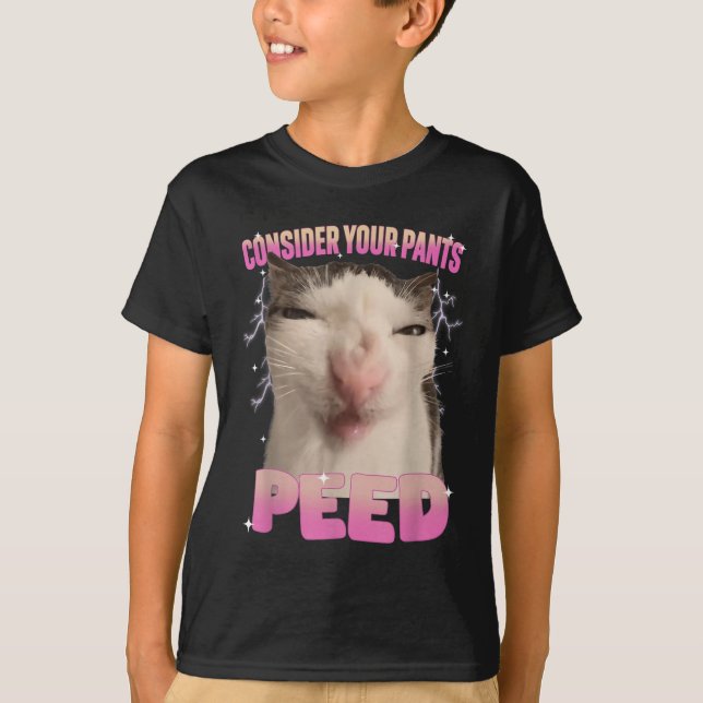 Consider Your Pants Peed Silly Cat Meme Funny Men  T-Shirt (Front)