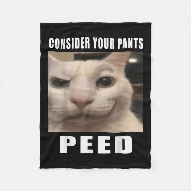 Consider Your Pants Peed Silly Cat Meme Men Women  Fleece Blanket (Front)