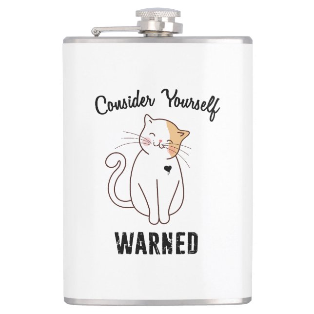Consider Yourself Warned Evil Cat Hip Flask (Front)